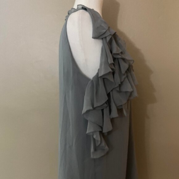 Go International Gray Size 13 Sleeveless Ruffle Accent Dress Knee Length - Picture 1 of 5